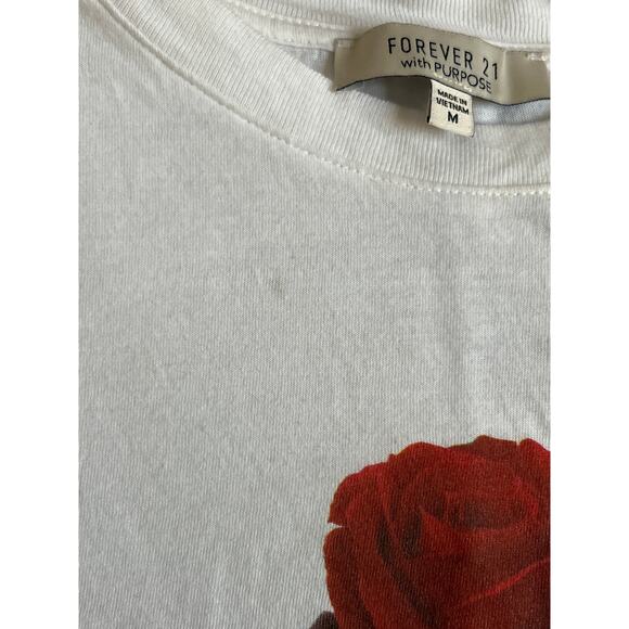 Forever 21 with purpose white rose grateful 100% cotton T-shirt - Picture 5 of 6
